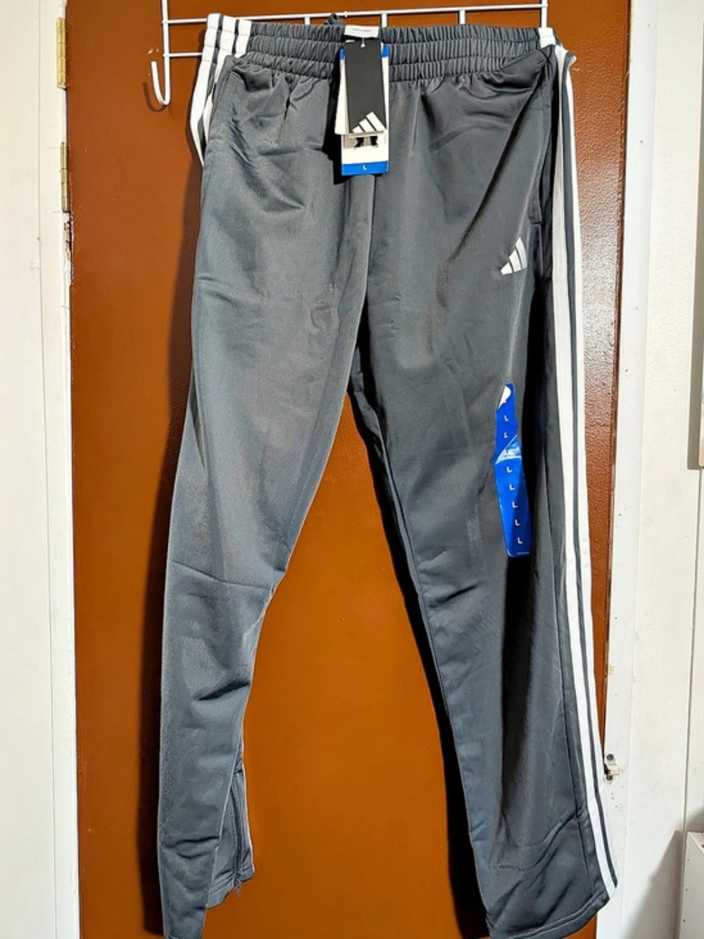 adidas 3-Stripes Tricot Regular Tapered Track Pants Gray & White